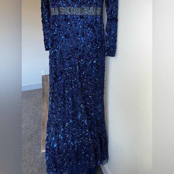 Mac Duggal Long Sleeve Illusion Gown with Embellishment - Picture 7 of 11